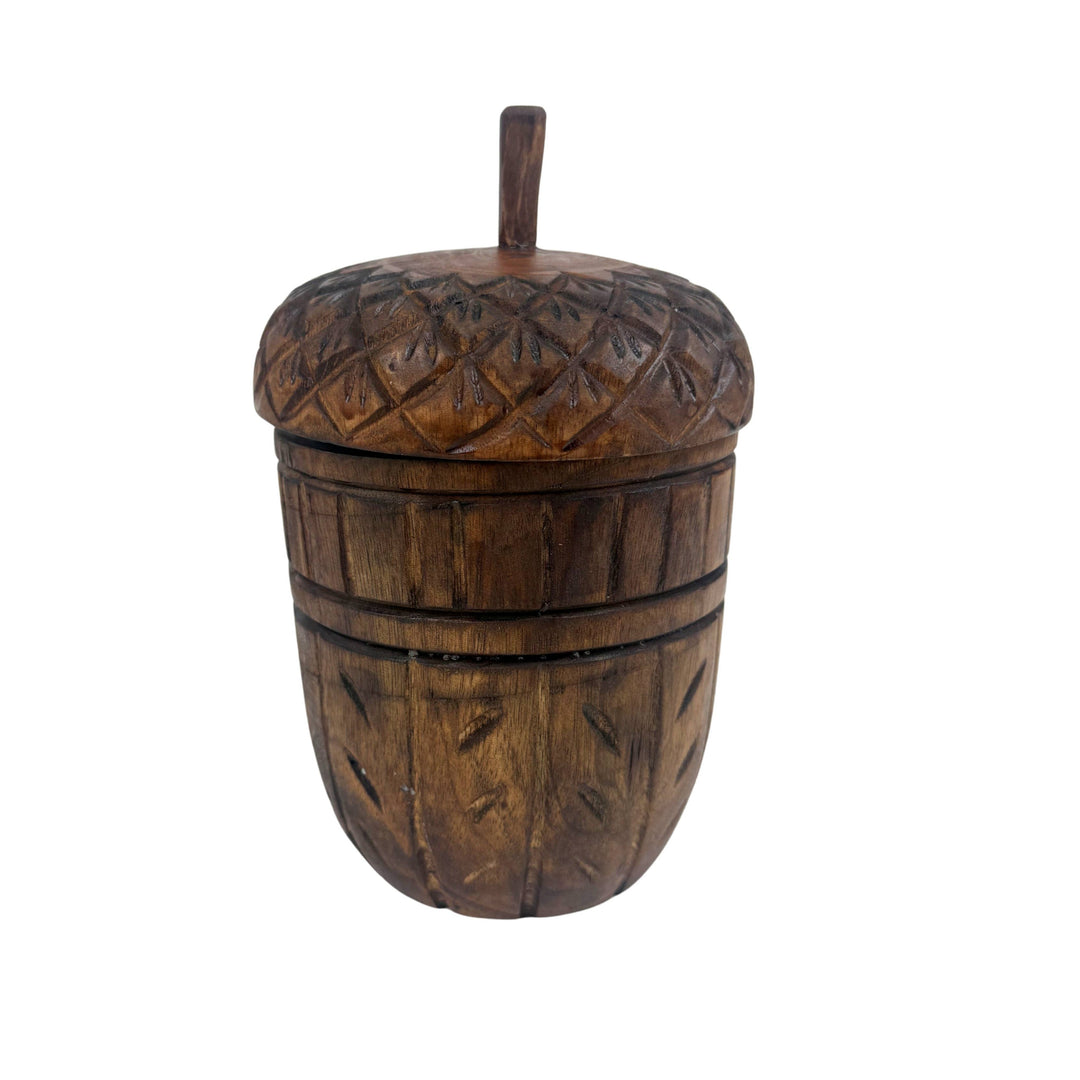 Wood Acorn Carved Fall Candle