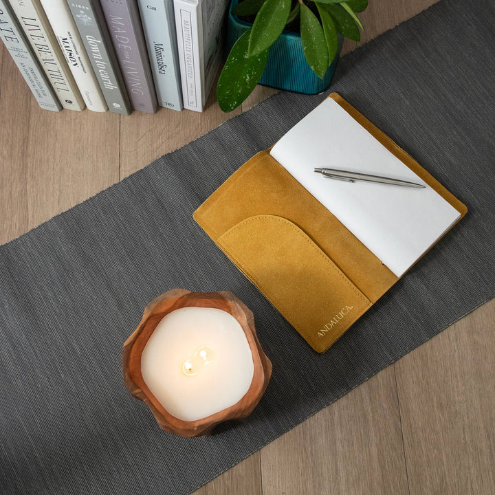 Teak Organic Wood Bowl Candle
