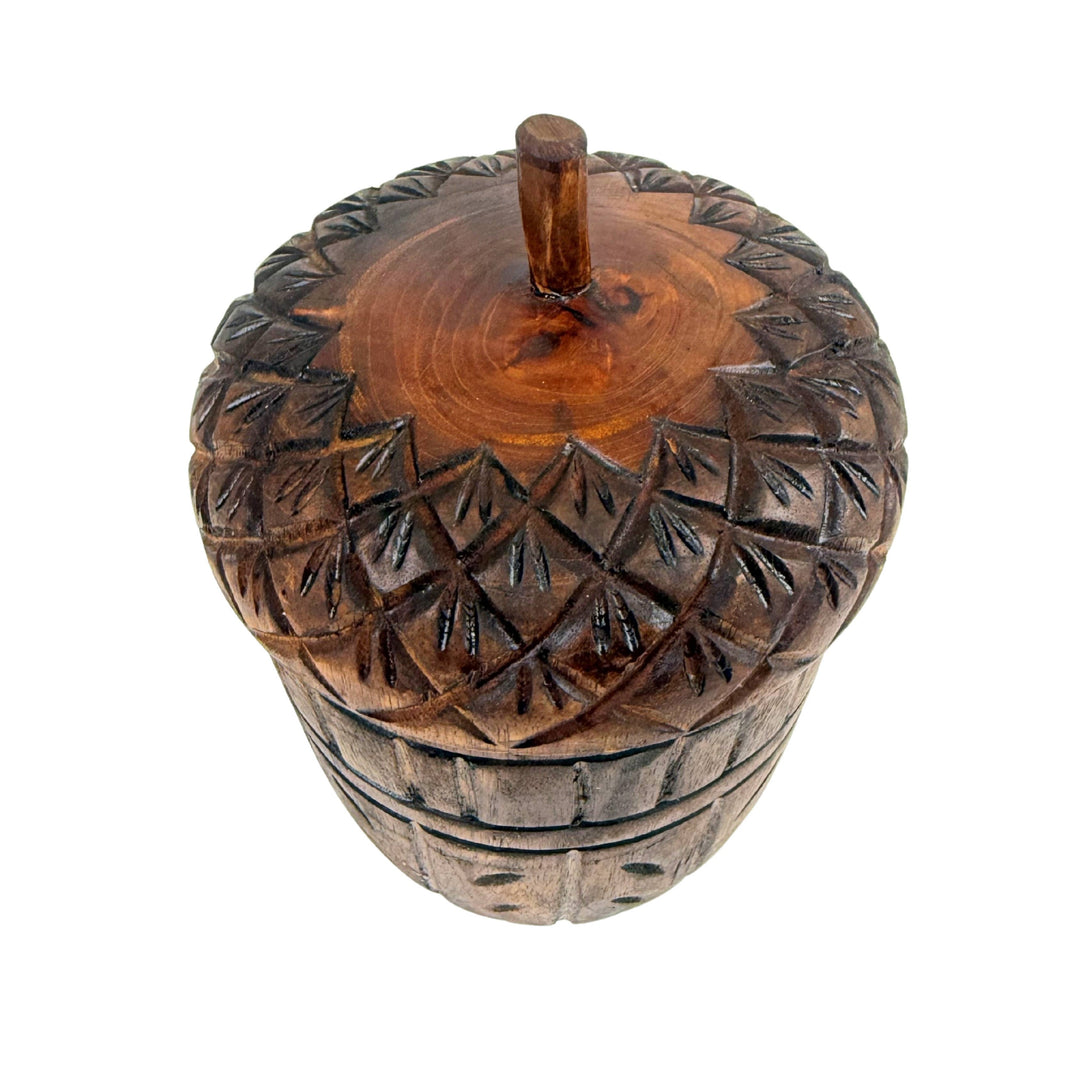 Wood Acorn Carved Fall Candle