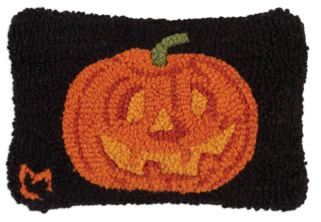 Jack O'Lantern Wool Hooked Pillow