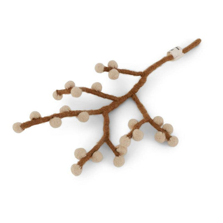 Mini Wool Branch w/ Beige Berries