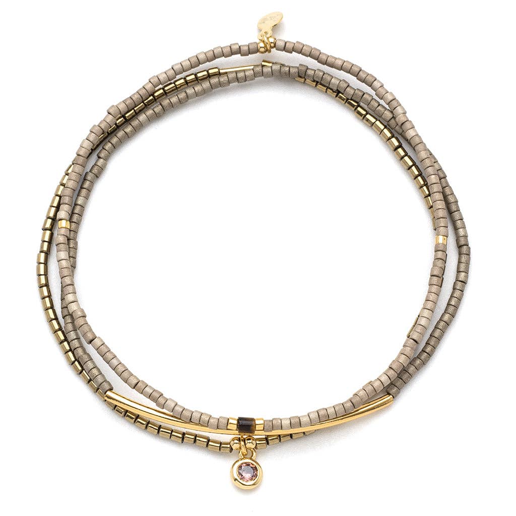 Beaded Bracelet Trio - Pewter/Gold