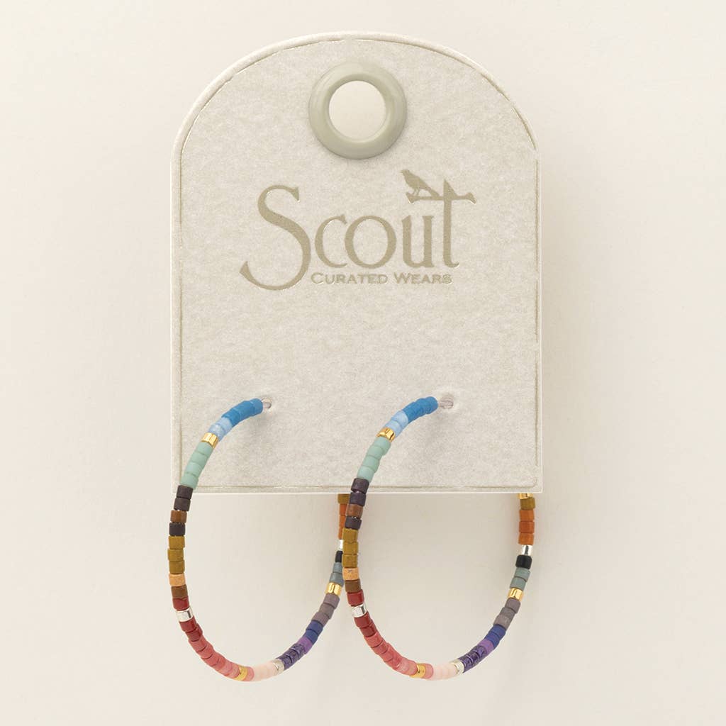Miyuki Multi Color Silver Hoop Earrings