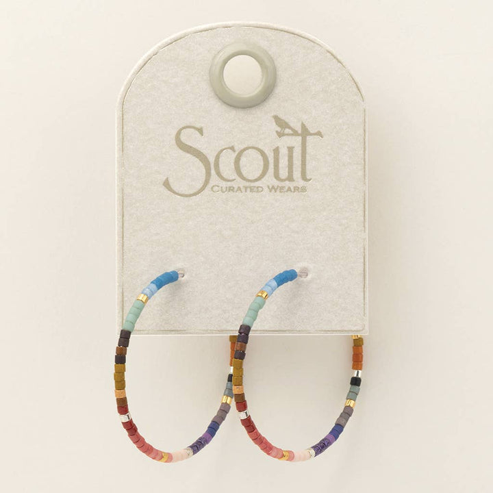 Miyuki Multi Color Silver Hoop Earrings