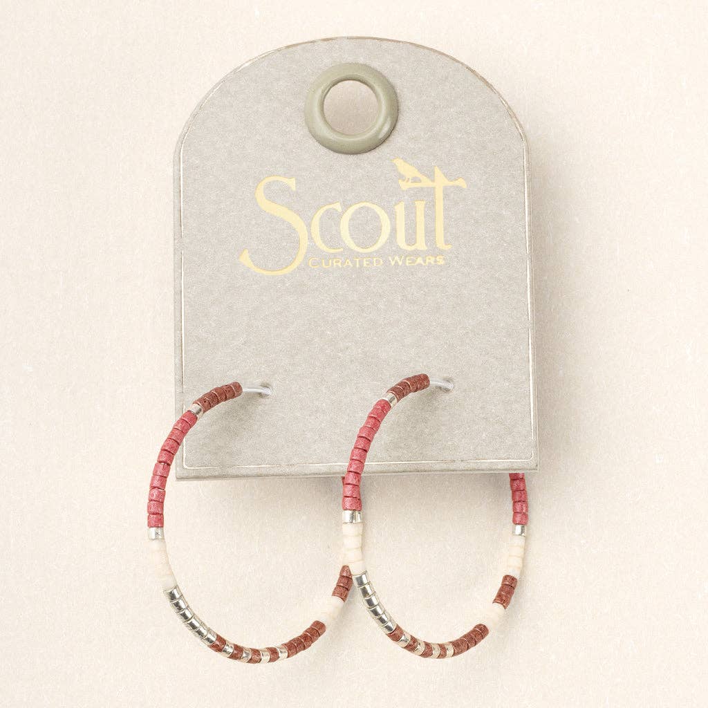 Blush Silver Beaded Hoop Earrings