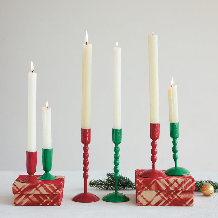 Green Enameled Cast Iron Taper Holder