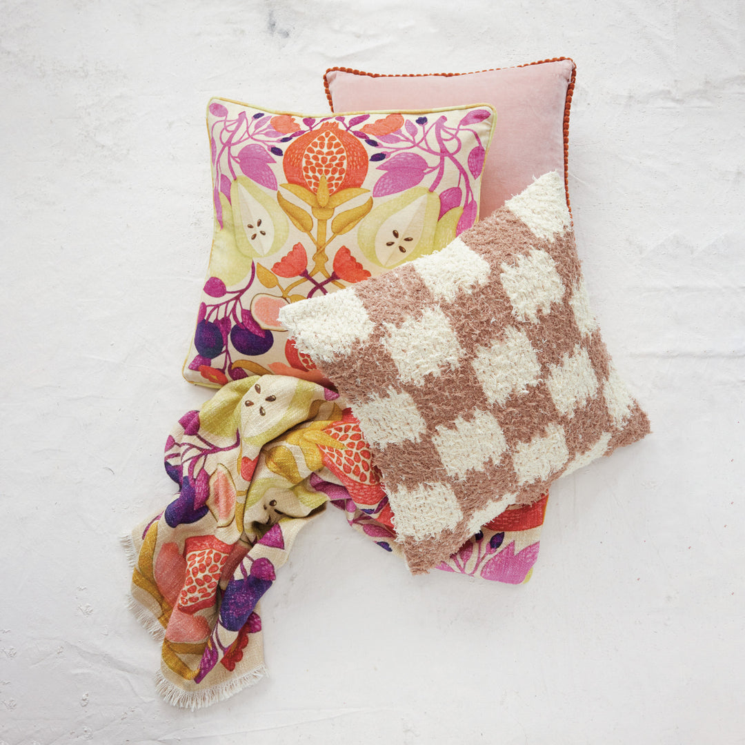 Apricot & Pink Velvet Pillow