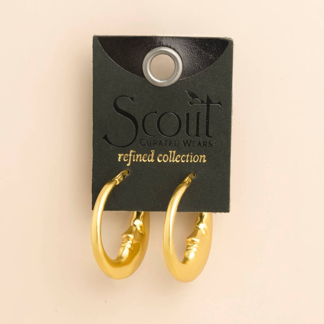Gold Moon Hoop Earrings