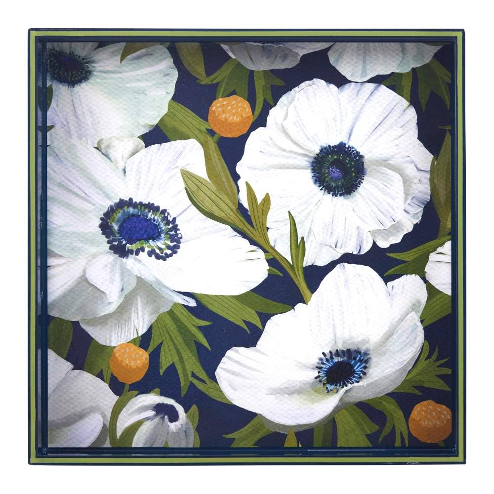 Anemone Poppy Square Tray - Merry Pigletsrockflowerpaper