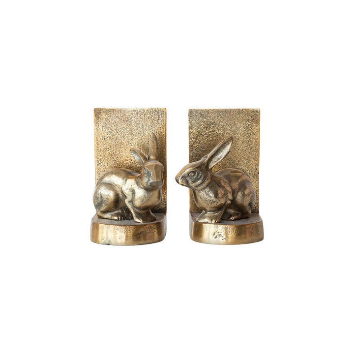 Antique Gold Rabbit Bookends - Merry PigletsCreative Co - Op
