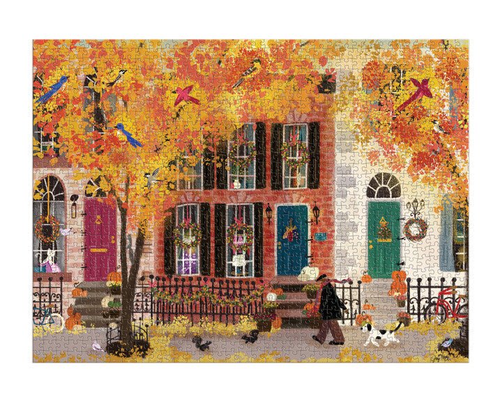 Autumn in the Neighborhood 1000 Piece Puzzle - Merry PigletsGalison