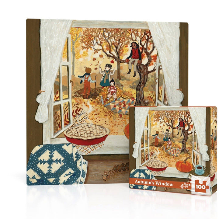 Autumn's Window 100 Piece Mini Puzzle - Merry PigletsNew York Puzzle Company