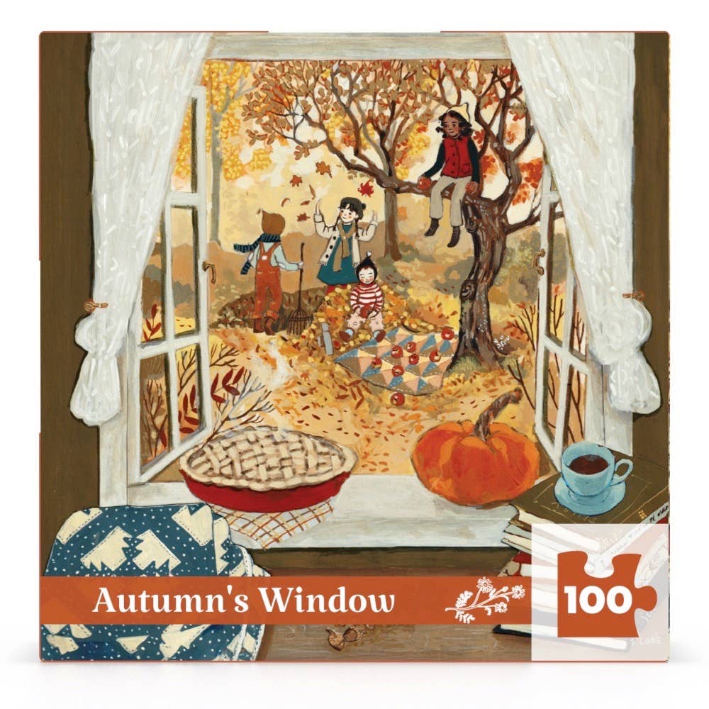 Autumn's Window 100 Piece Mini Puzzle - Merry PigletsNew York Puzzle Company