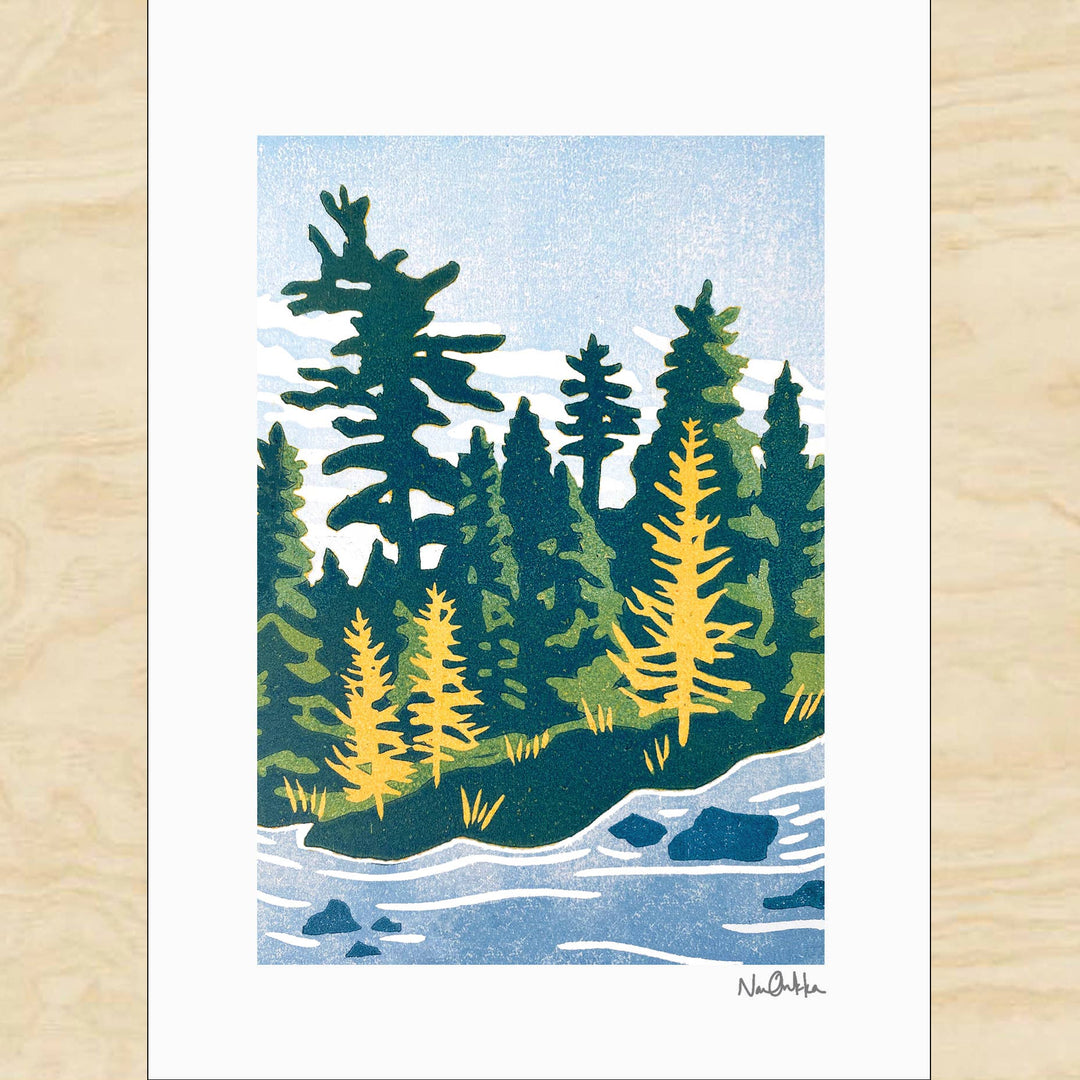Backcountry Fall Greeting Card - Merry PigletsNan Onkka Prints