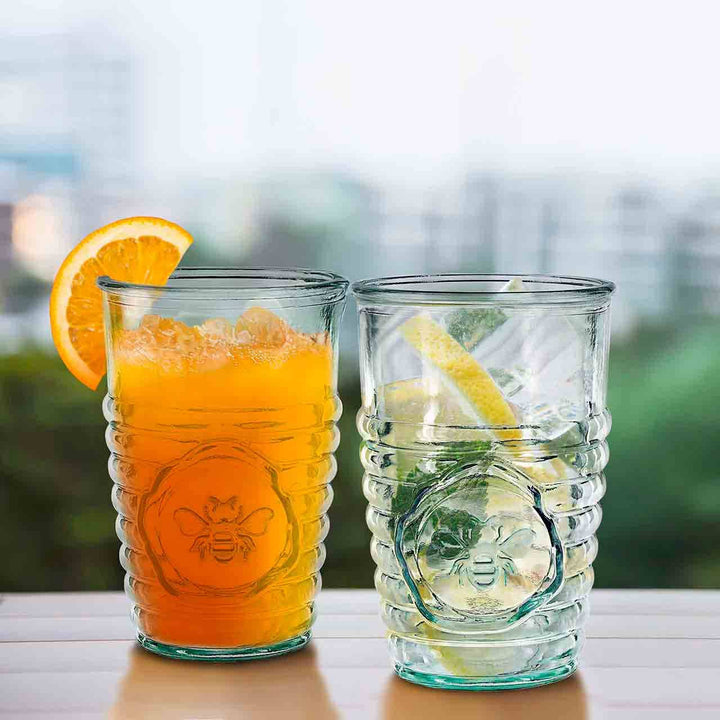 Bee Embossed Glass Tumbler - Merry PigletsCouronne Co.