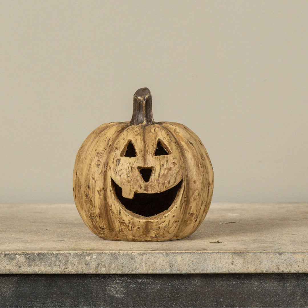 Beige Big Mouth Carved Pumpkin 5.5" - Merry PigletsRagon House