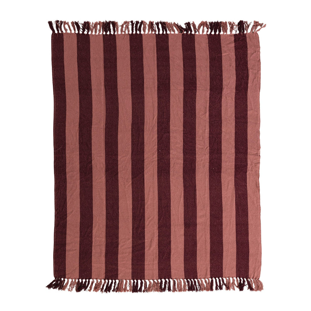Berry & Pink Cotton Blend Throw - Merry PigletsCreative Co-Op