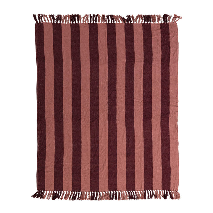 Berry & Pink Cotton Blend Throw - Merry PigletsCreative Co-Op
