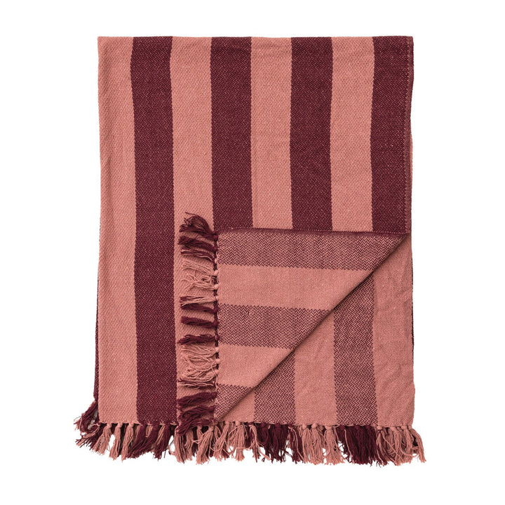 Berry & Pink Cotton Blend Throw - Merry PigletsCreative Co-Op