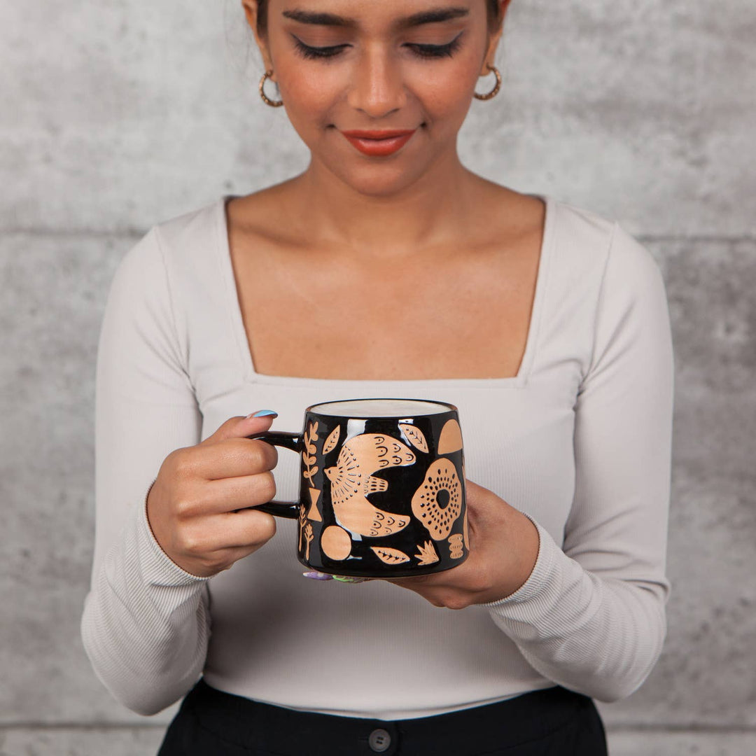 Bird & Nature Imprint Stoneware Mug - Merry PigletsDanica Studio