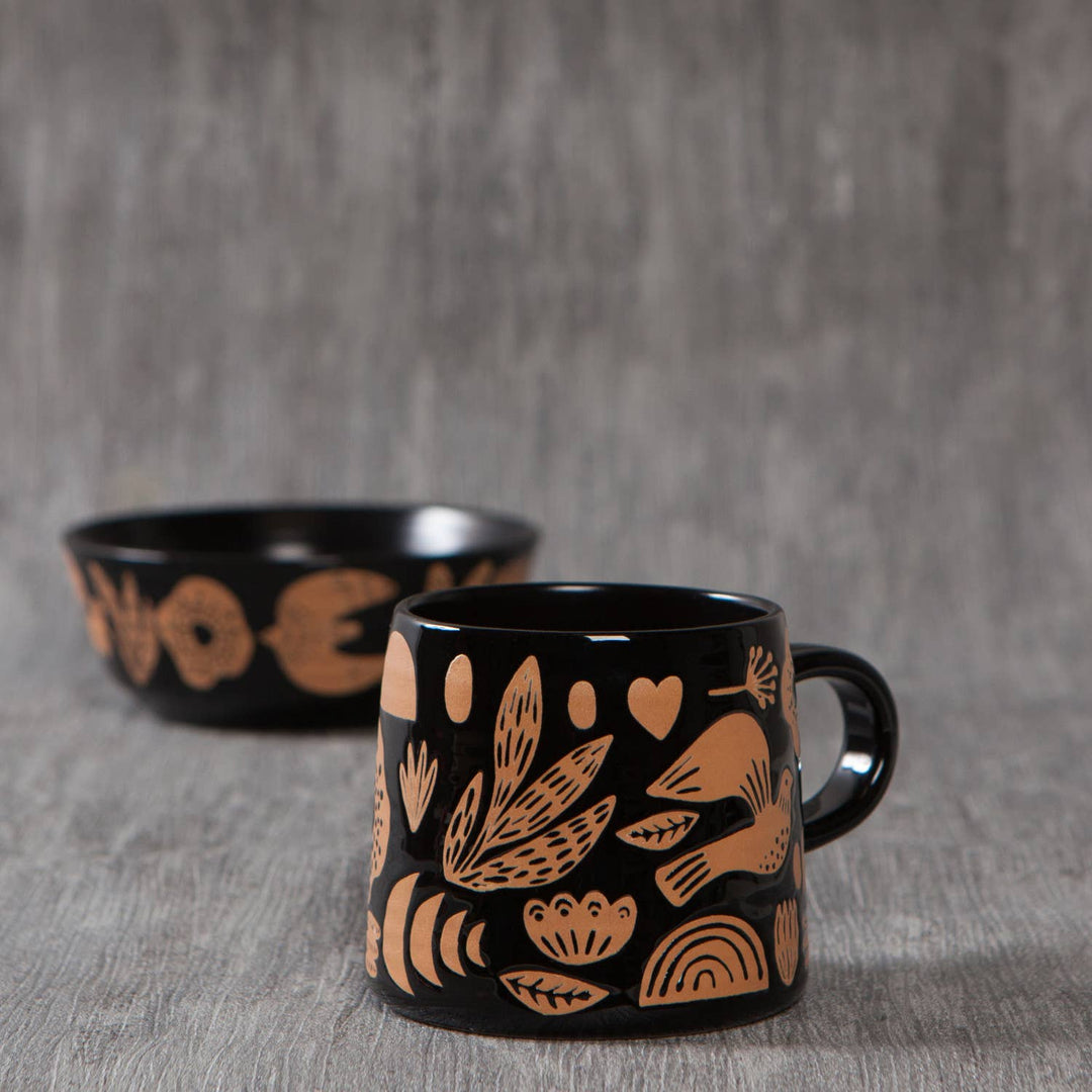 Bird & Nature Imprint Stoneware Mug - Merry PigletsDanica Studio