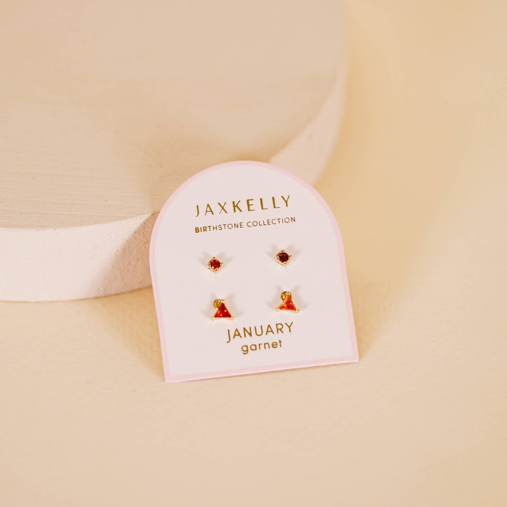 Birthstone Stud Gold Earrings Set - Merry PigletsJaxKelly