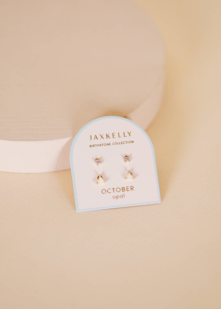 Birthstone Stud Gold Earrings Set - Merry PigletsJaxKelly