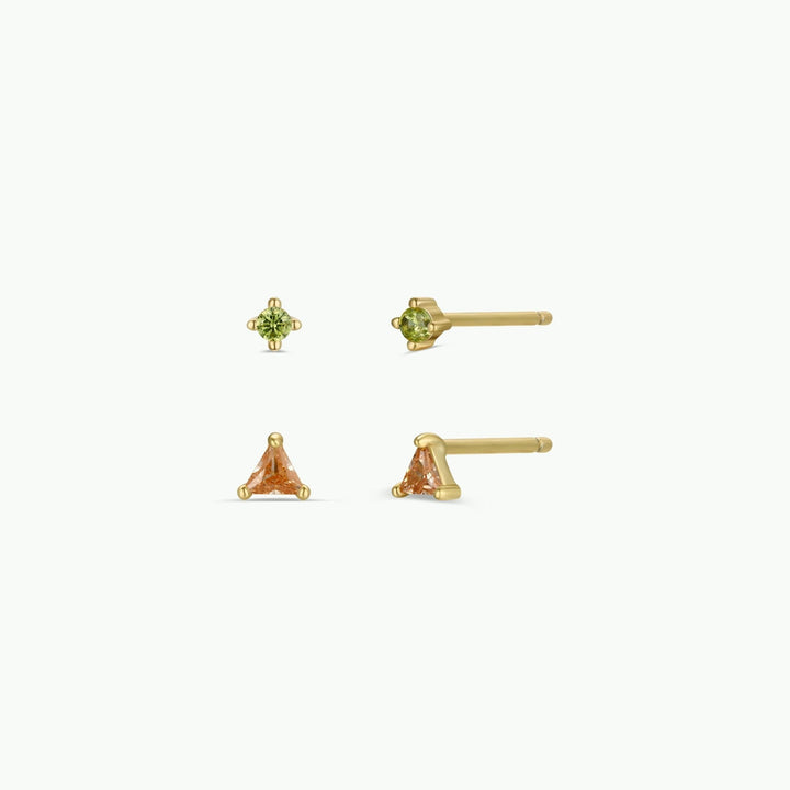 Birthstone Stud Gold Earrings Set - Merry PigletsJaxKelly