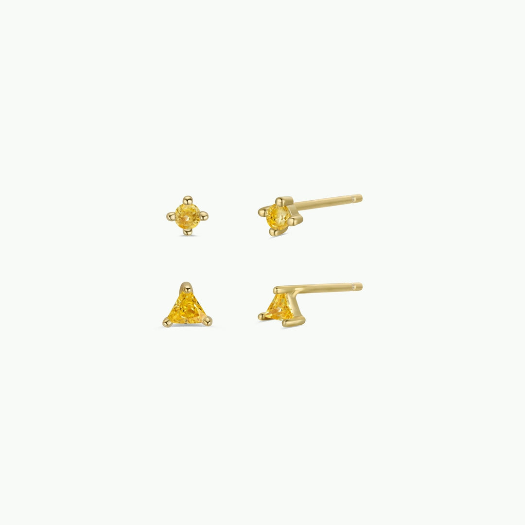 Birthstone Stud Gold Earrings Set - Merry PigletsJaxKelly