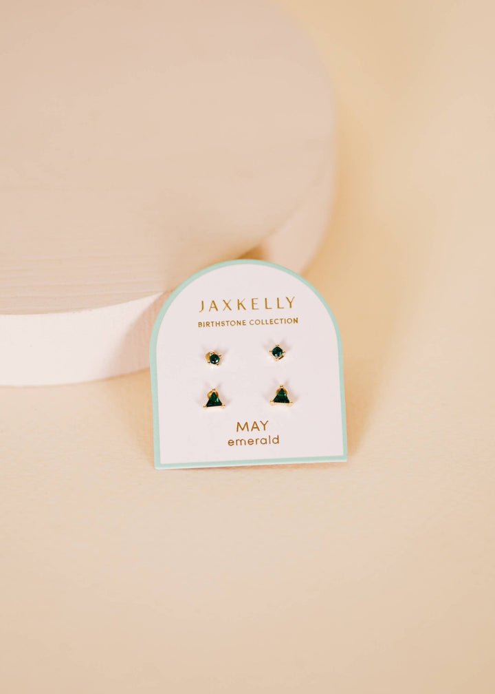 Birthstone Stud Gold Earrings Set - Merry PigletsJaxKelly