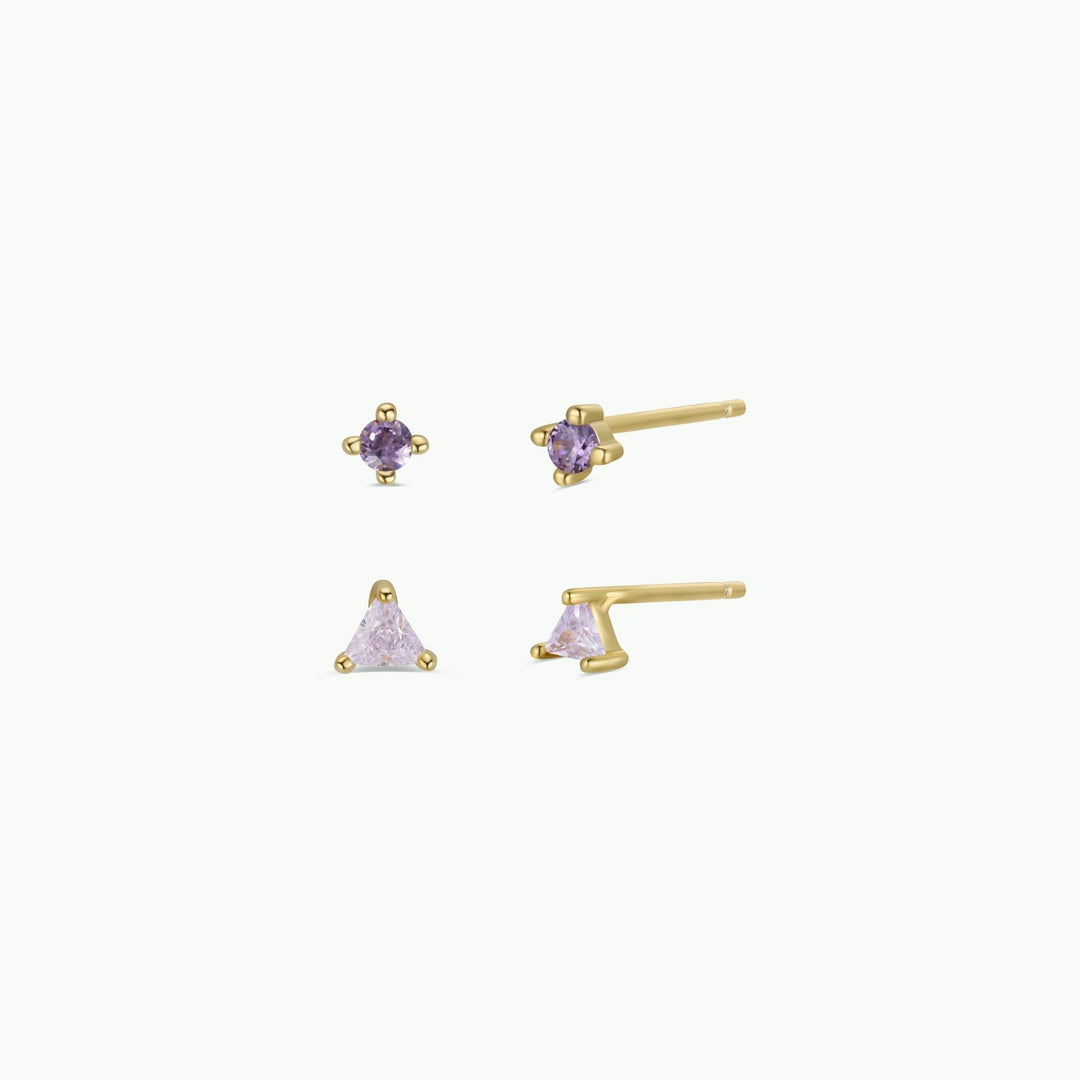Birthstone Stud Gold Earrings Set - Merry PigletsJaxKelly