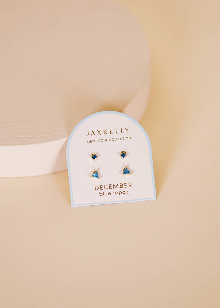 Birthstone Stud Gold Earrings Set - Merry PigletsJaxKelly