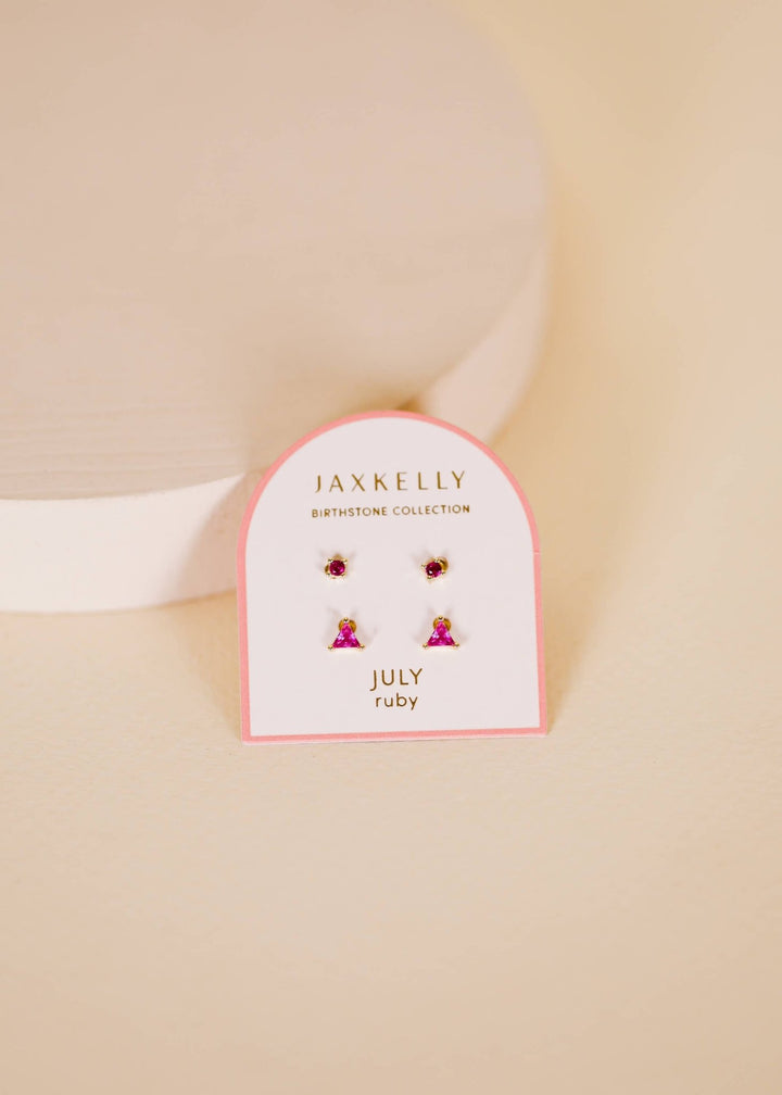 Birthstone Stud Gold Earrings Set - Merry PigletsJaxKelly
