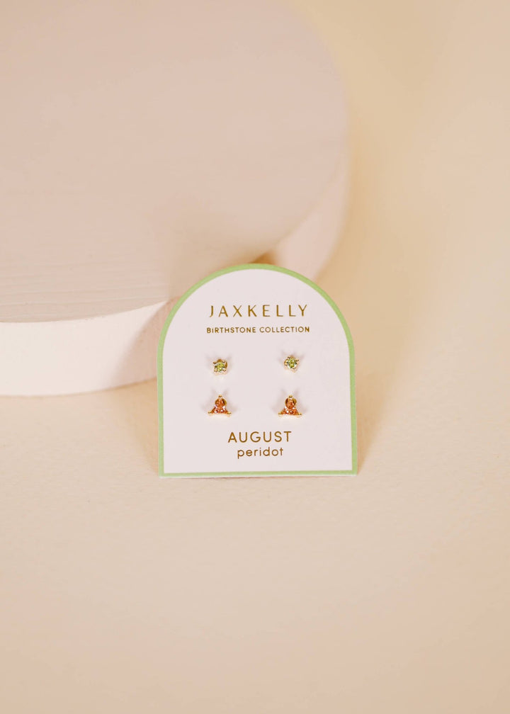 Birthstone Stud Gold Earrings Set - Merry PigletsJaxKelly