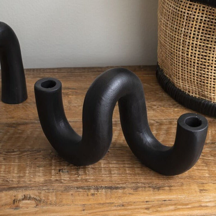 Black Curved Candle Holder - Merry PigletsAccent Decor