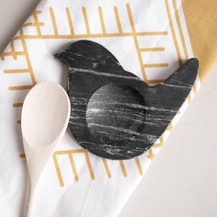 Black Marble Bird Shaped Spoon Rest - Merry PigletsForeside Home & Garden
