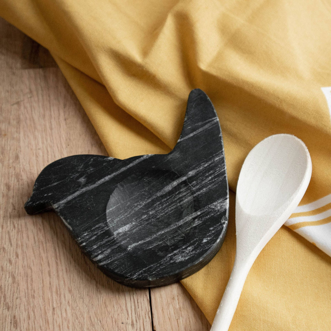 Black Marble Bird Shaped Spoon Rest - Merry PigletsForeside Home & Garden