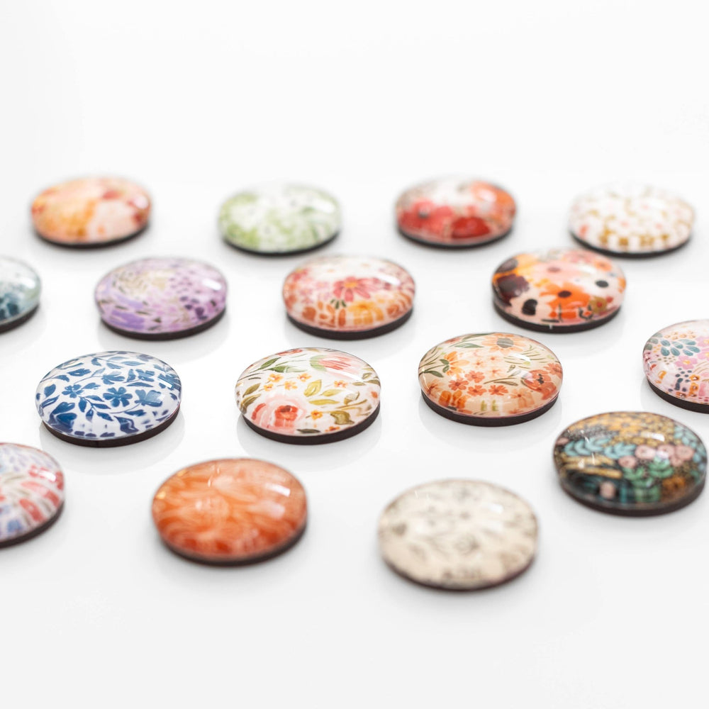 Blue Floral Glass Magnets Set - Merry PigletsElyse Breanne Design