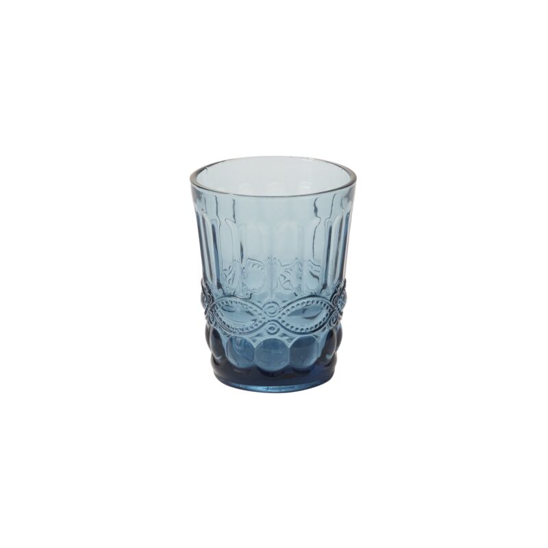 Blue Pressed Drinking Glass Short - Merry PigletsAccent Decor