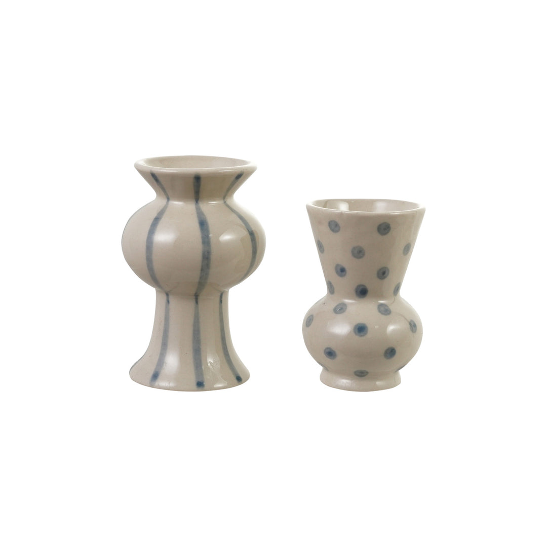 Mini Blue + Soft White Vase