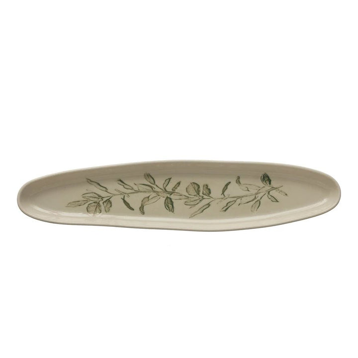 Botanical Stoneware Dish - Merry PigletsCreative Co - Op