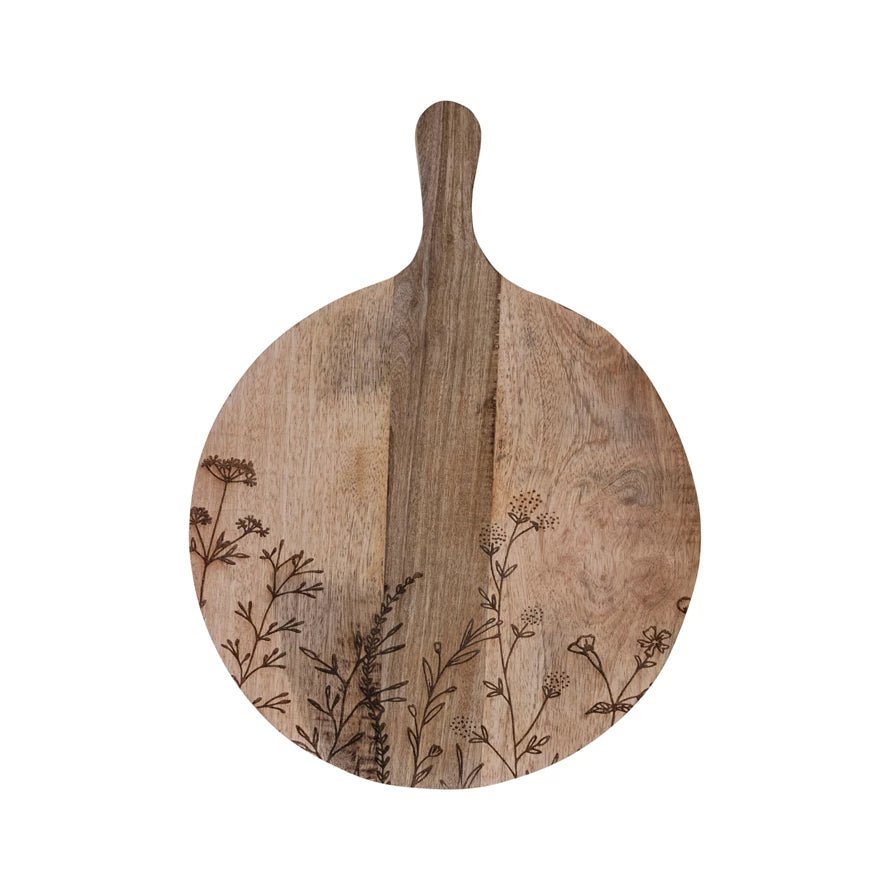 Botanical Wood Cheese Board - Merry PigletsCreative Co - Op