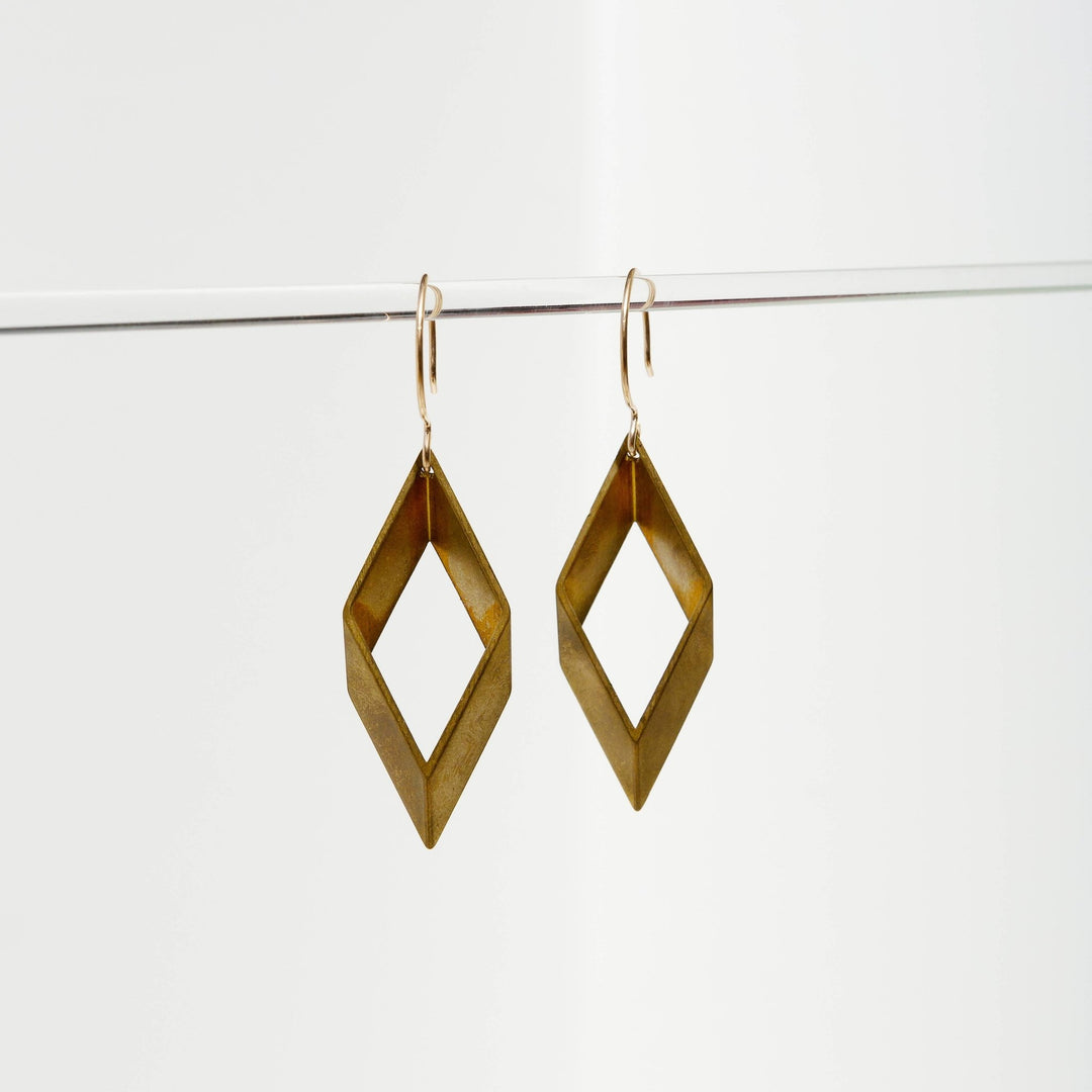 Brass Diamond Dangle Earrings - Merry PigletsLarissa Loden