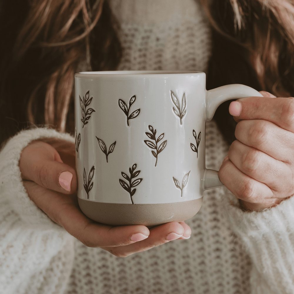 Brown Leaves Stoneware Coffee Mug - Merry PigletsSweet Water Decor