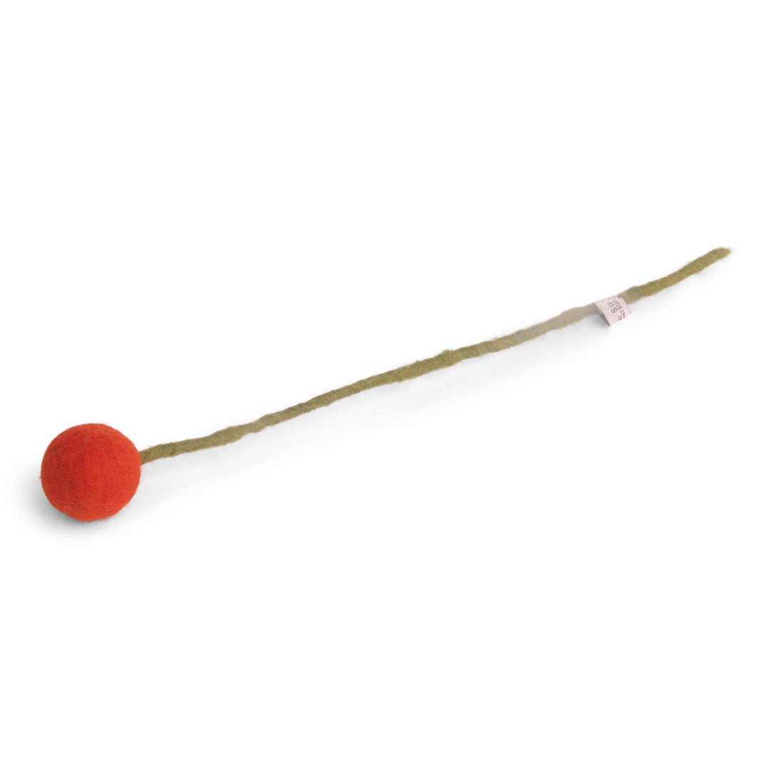 Rusty Red Wool Pom Flower Large