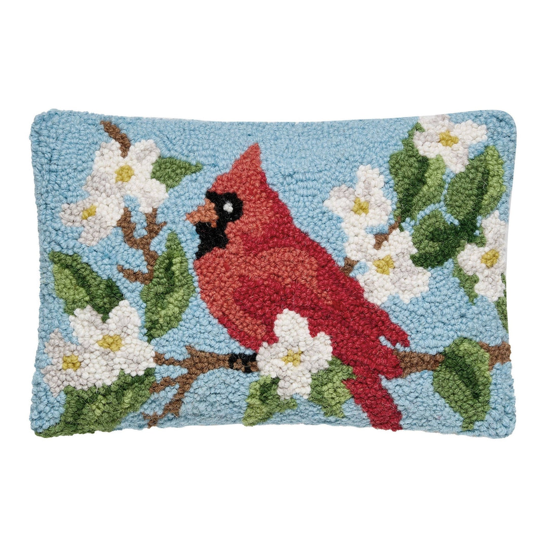Cardinal Wool Hooked Pillow - Merry PigletsPeking Handicraft