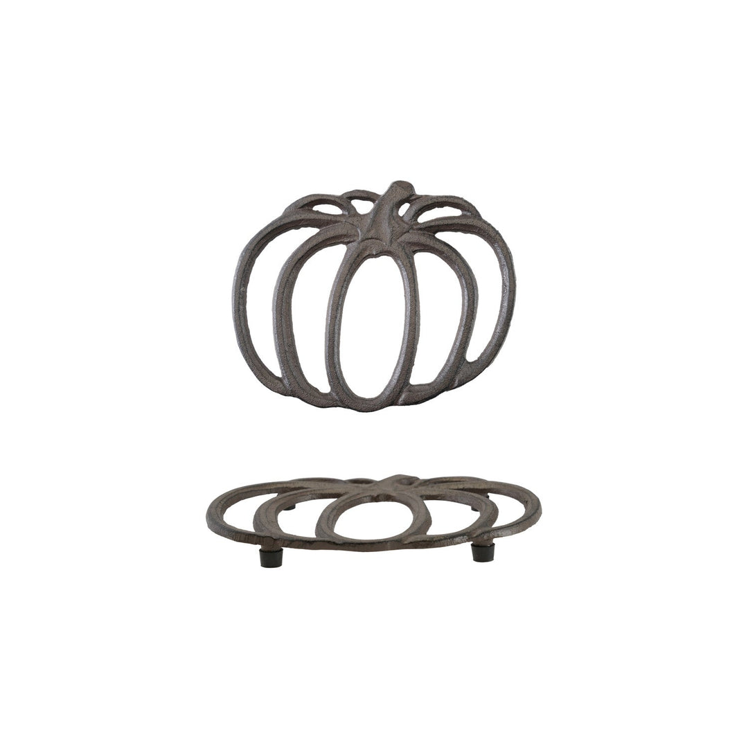 Cast Iron Pumpkin Shaped Trivet - Merry PigletsCreative Co-Op