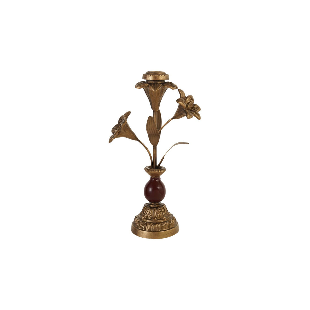 Cast Iron Taper Holder with Flowers - Merry PigletsCreative Co-Op