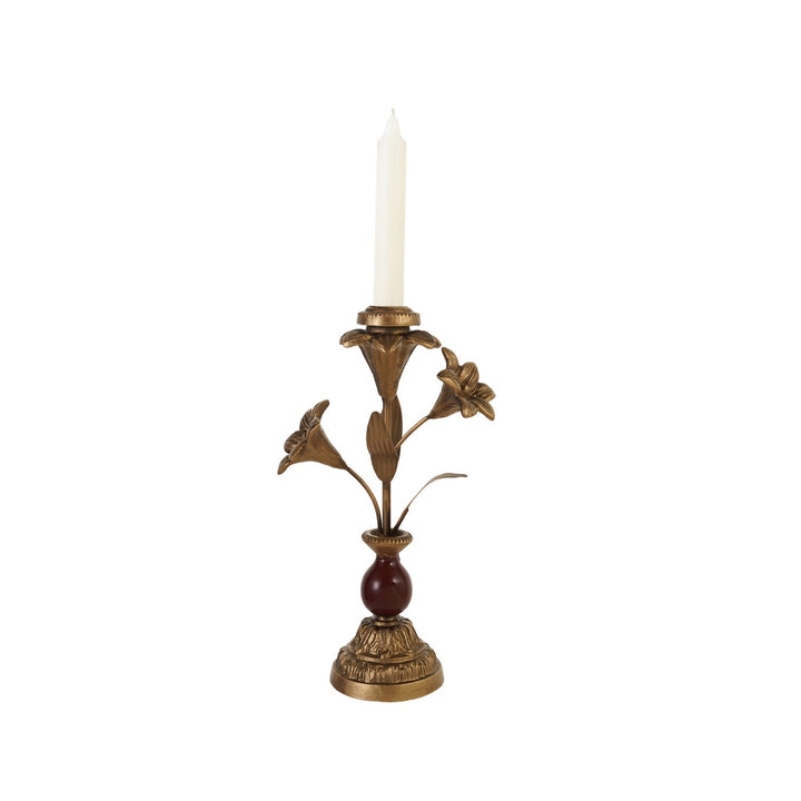 Cast Iron Taper Holder with Flowers - Merry PigletsCreative Co-Op