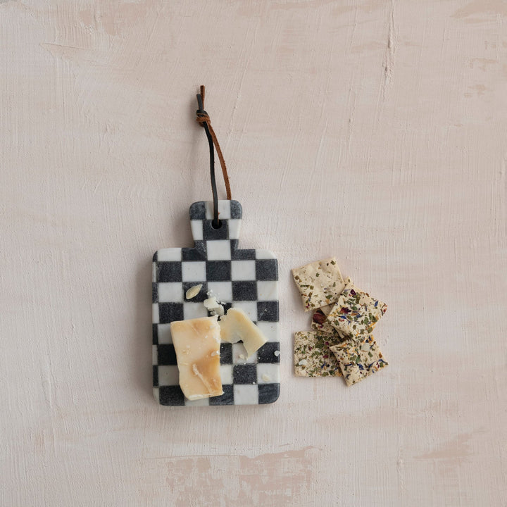 Checkerboard Marble Cheese Board - Merry PigletsCreative Co-Op